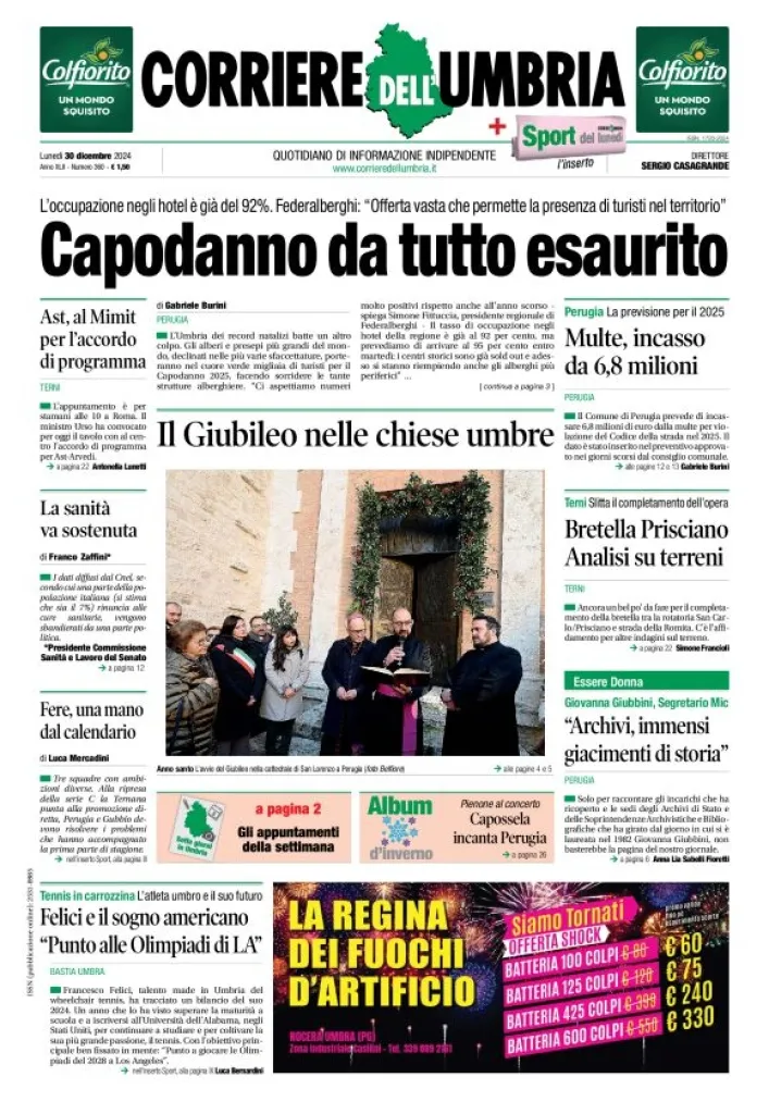 Prima-pagina-corriere umbria-del-2024-12-30